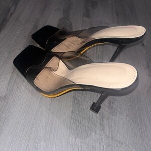 Fashion Nova Black and Clear Heels